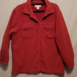 Lady Hathaway Fleece Jacket Womens XL  Bright Red Button Up Jacket